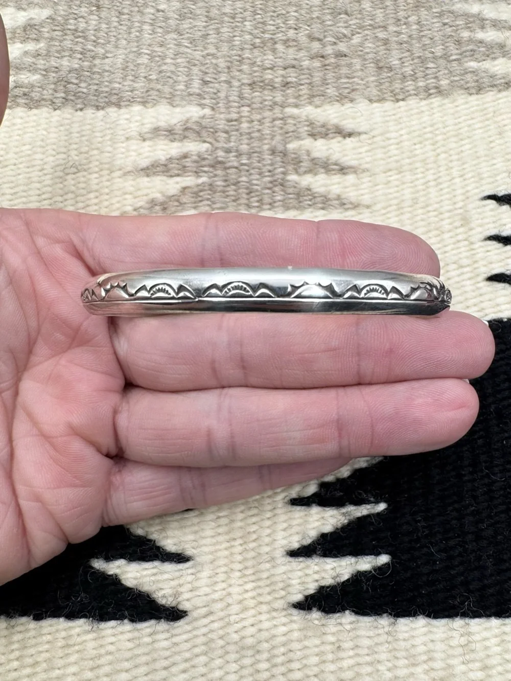 Nelson Pacheco Kewa Native American Sterling Silver Cuff Bracelet 6 7/8